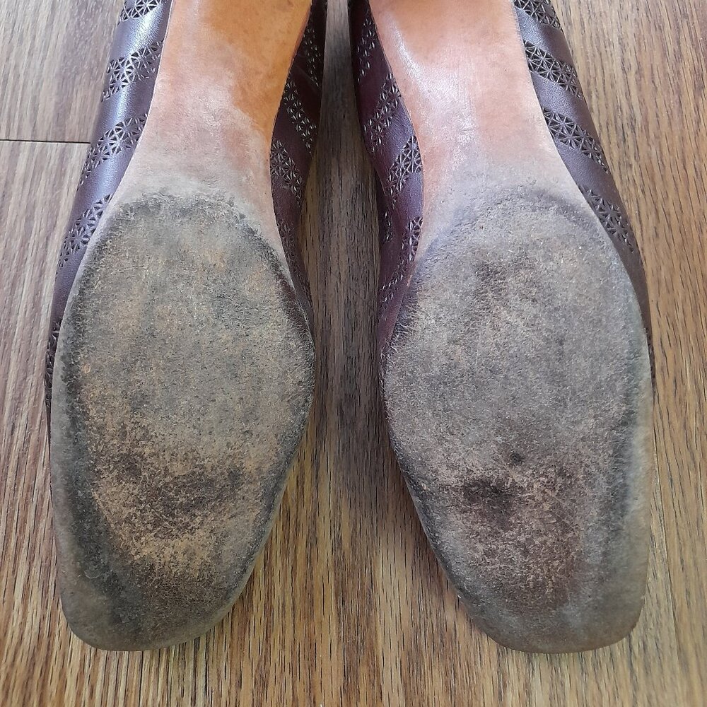 Vintage 60s Brown Shoes Size 8 / 9 Jacques Cardin Paris Pumps Narrow Square Toe - Picture 12 of 13